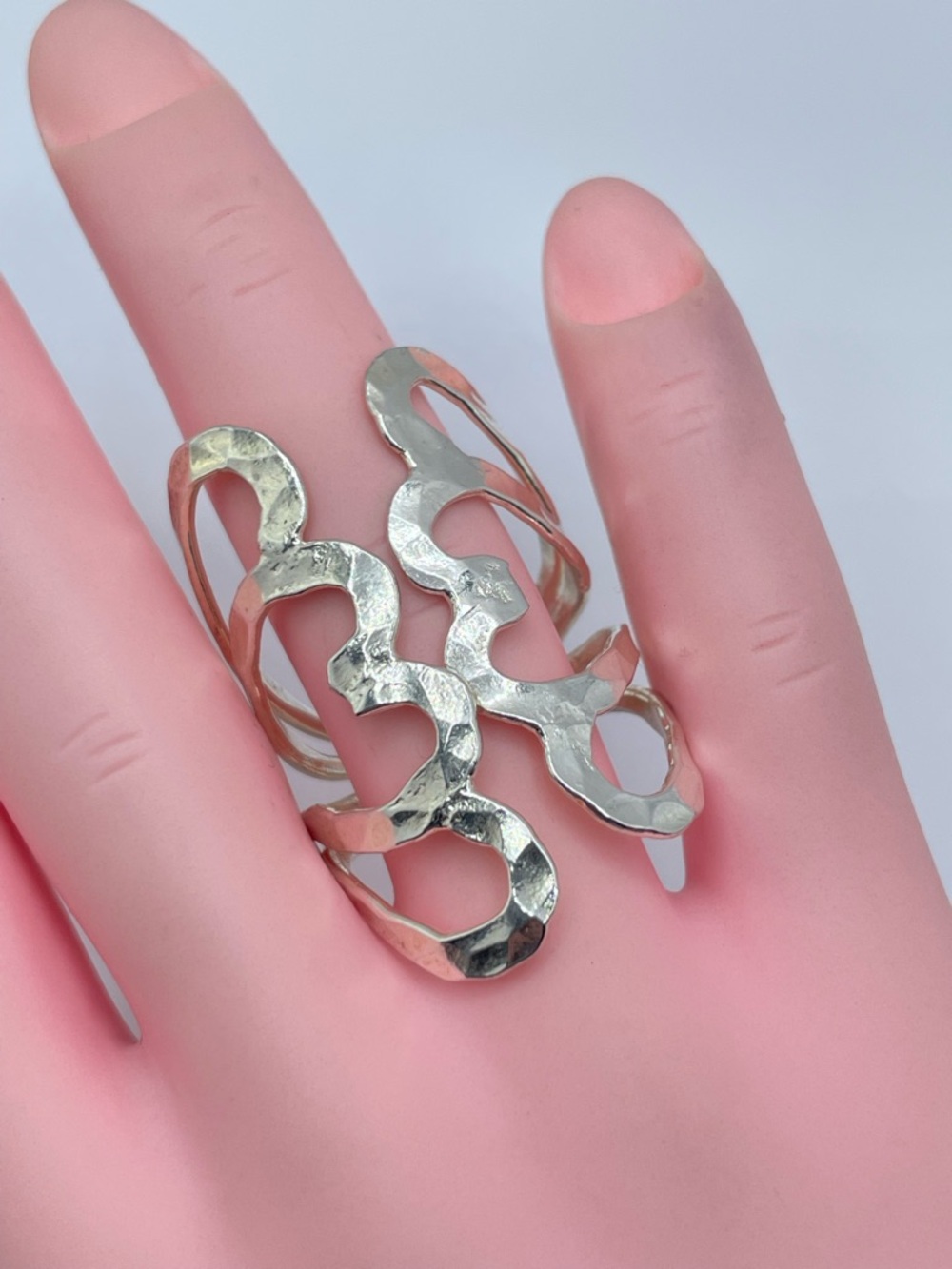 Vintage Taxco Silver Butterfly Wings Abstract Openwork Boho Statement Ring Sz 9